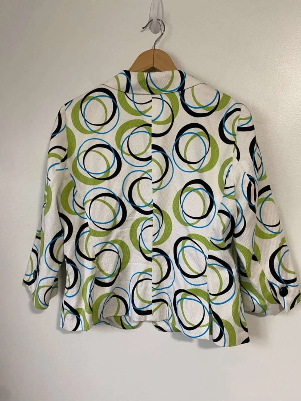 SANDRO Sportswear Oodles of O's Green Black Blue Jacket Blazer Ring Print L - Picture 5 of 9